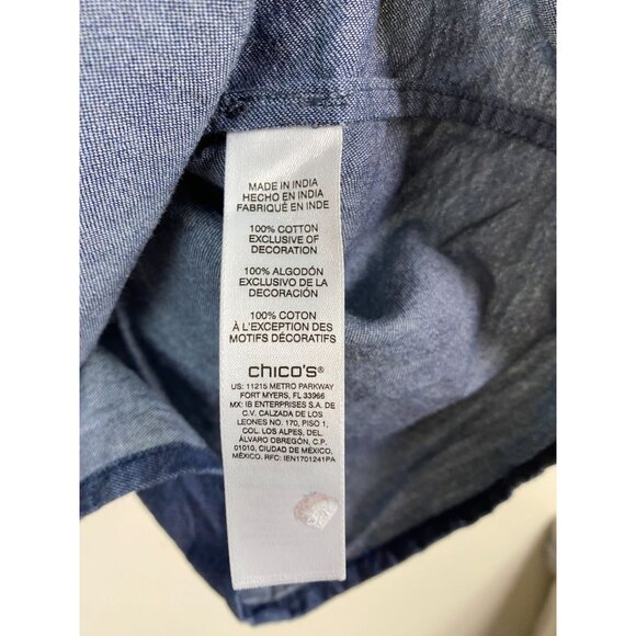 Chicos‎ 2 Blue Embroidered Long Sleeve Tunic Boho Top Size Large Peasant Prairie - Picture 7 of 15